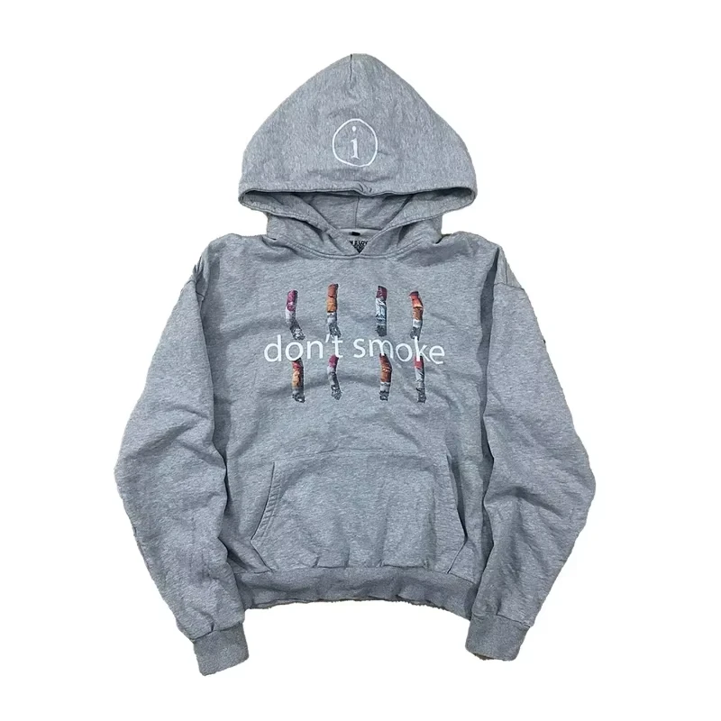 Mens Fashion Mullet - Y2K Gray Sports Hoodie Retro Smoke
