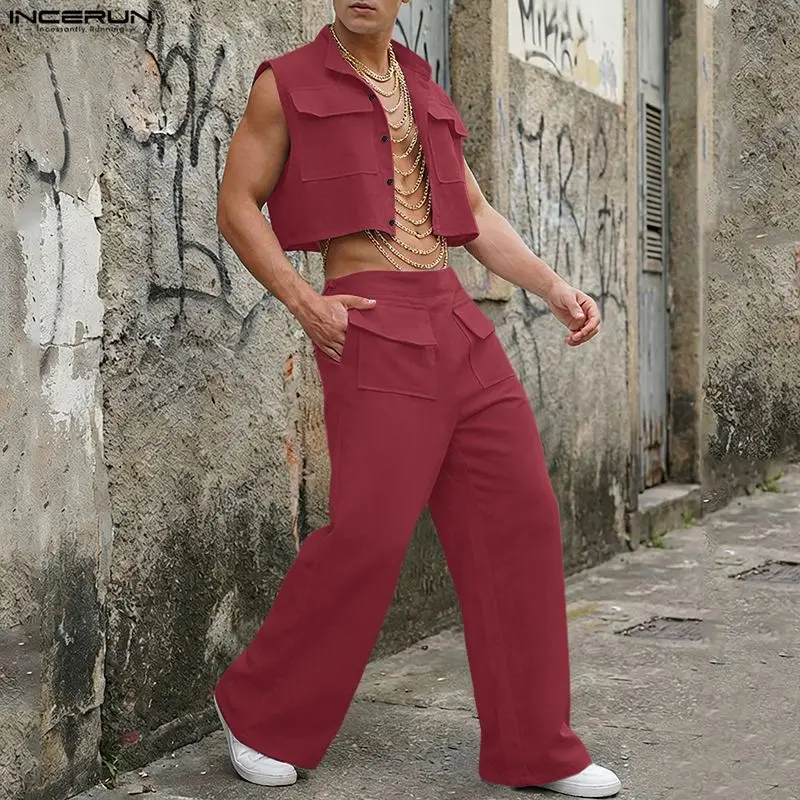 Men'S Fashion Advice - INCERUN Men Sets Solid Sleeveless Crop