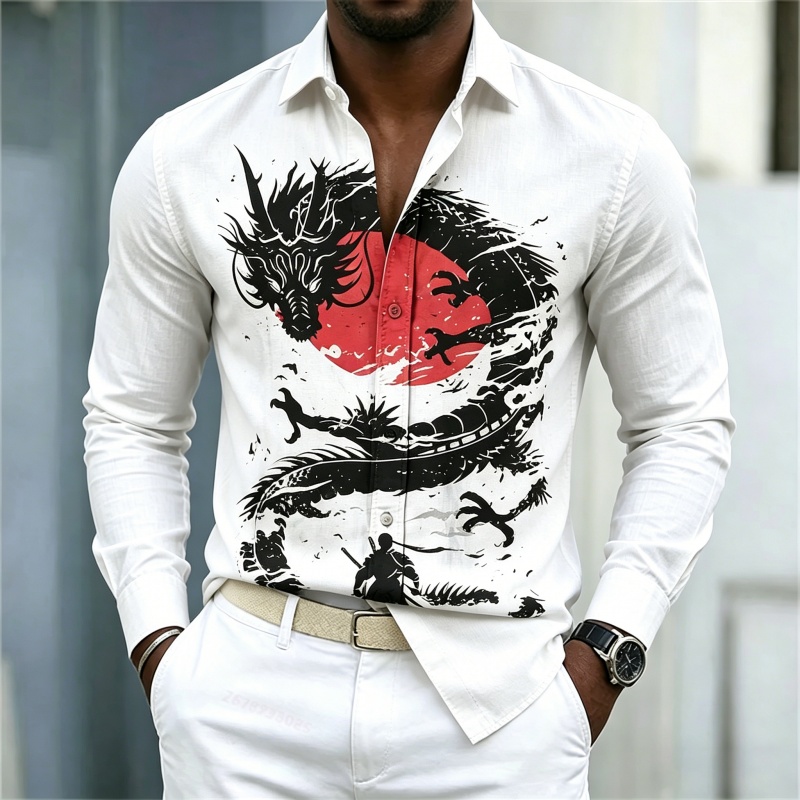 Fashion Mens Shirt - 2026 New Men's Shirt White Black