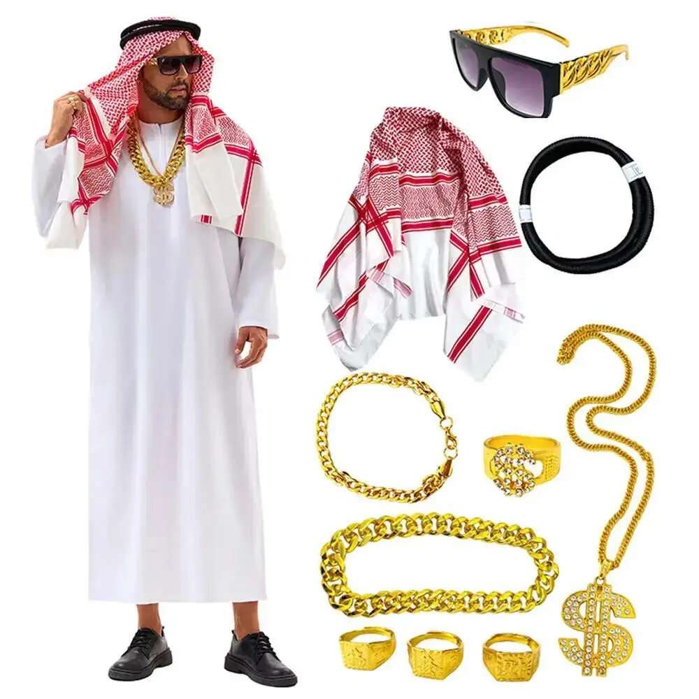 Mens Fashion Jumpsuit - Arabian Dubai Costume Uae Sheik Cosplay