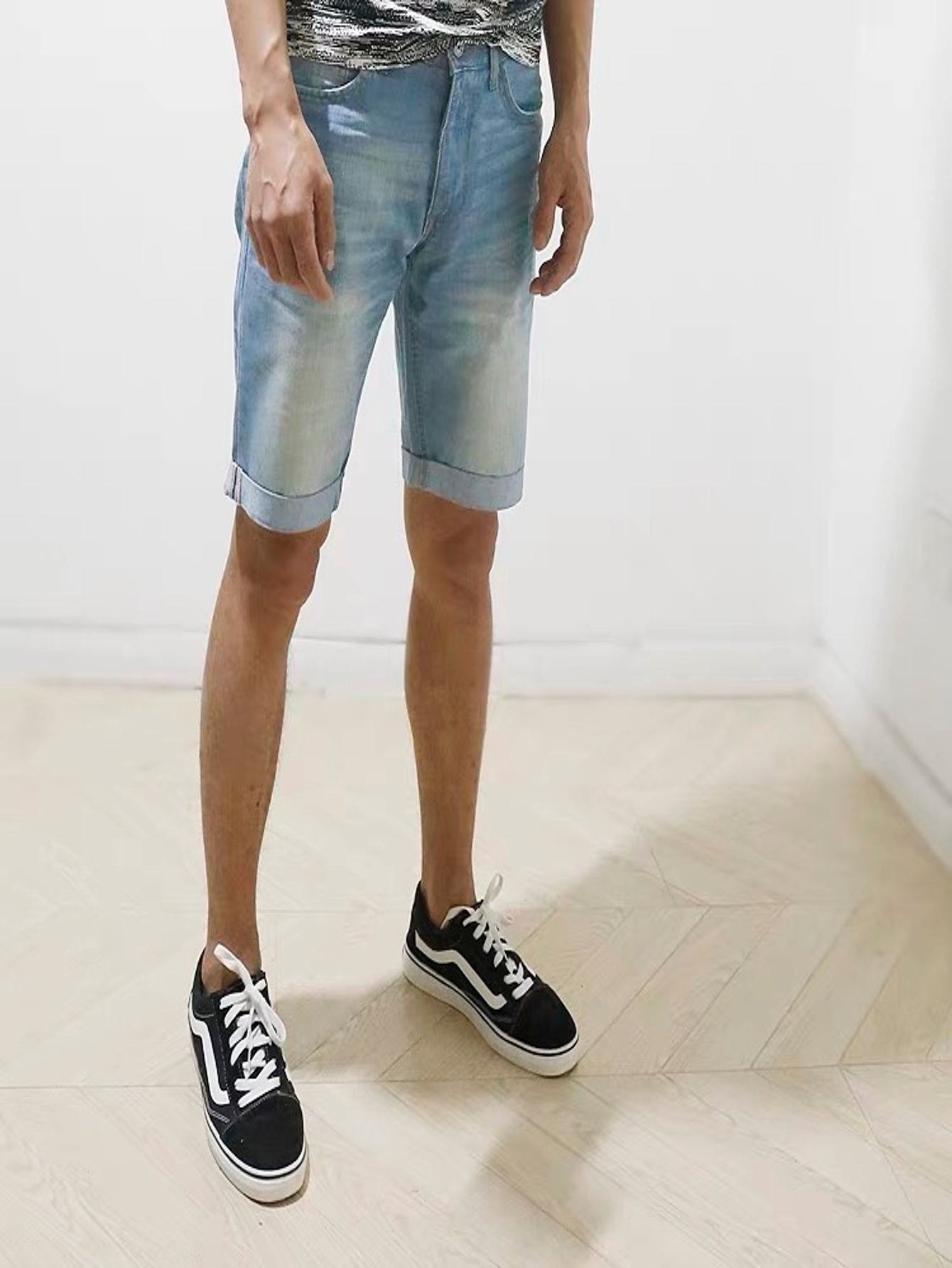 Belt Mens Fashion - Men Skinny Fit Blue Denim Shorts