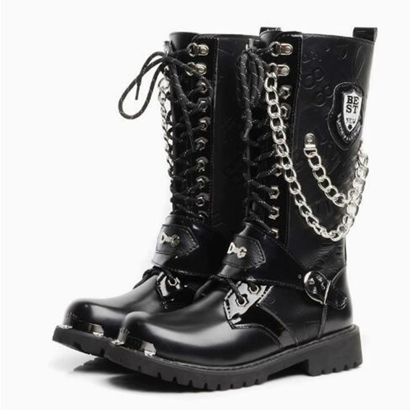 Belt Mens Fashion - Men Fashion Motorcycle Boots Mid-calf Breathable