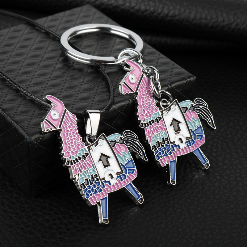 Mens Fashion Mullet - Games Fortnite Alpaca Pendant Necklace Keychain