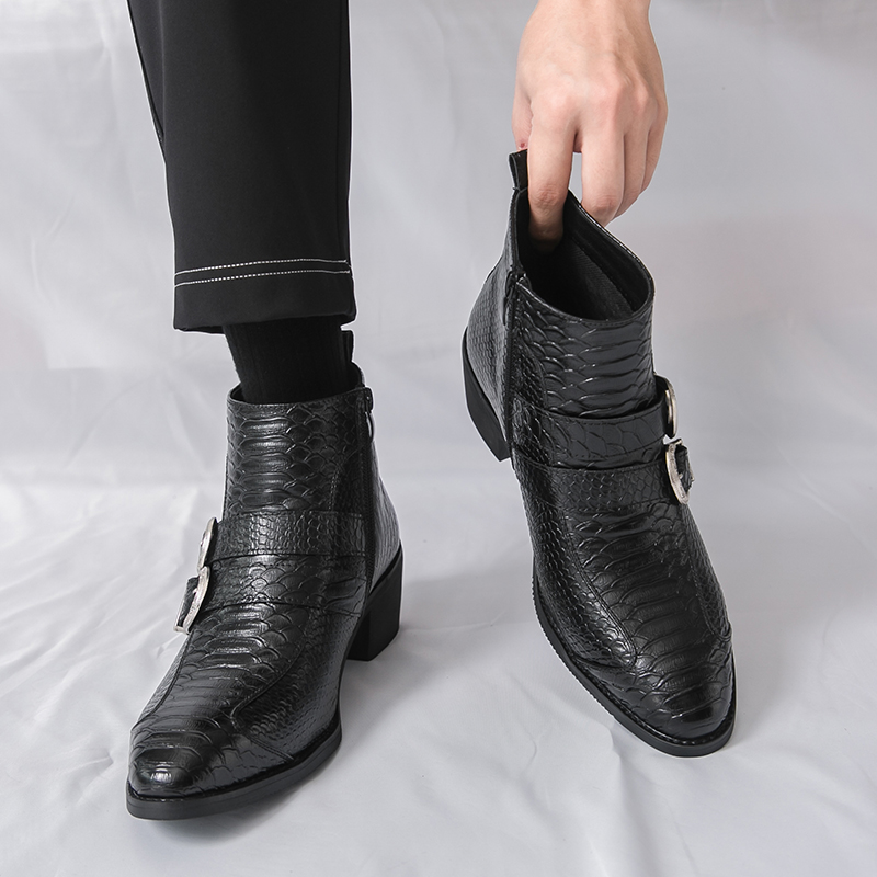 Men High Top Boots PU Belt Buc - Belt Mens Fashion review and price
