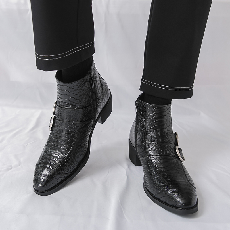 Men High Top Boots PU Belt Buc - Belt Mens Fashion review and price