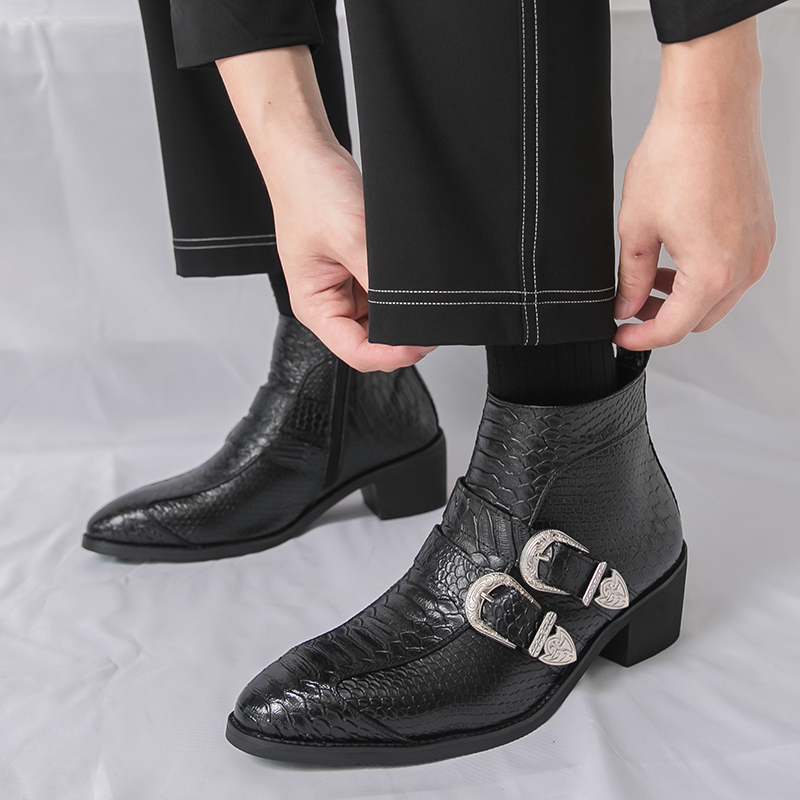 Men High Top Boots PU Belt Buc - Belt Mens Fashion review and price