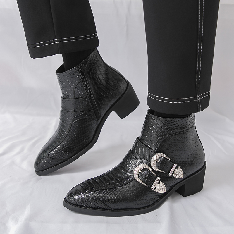 Men High Top Boots PU Belt Buc - Belt Mens Fashion review and price