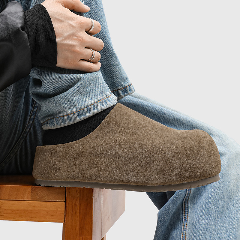 Men Half Slippers High Quality - Suede Loafers Men review and price