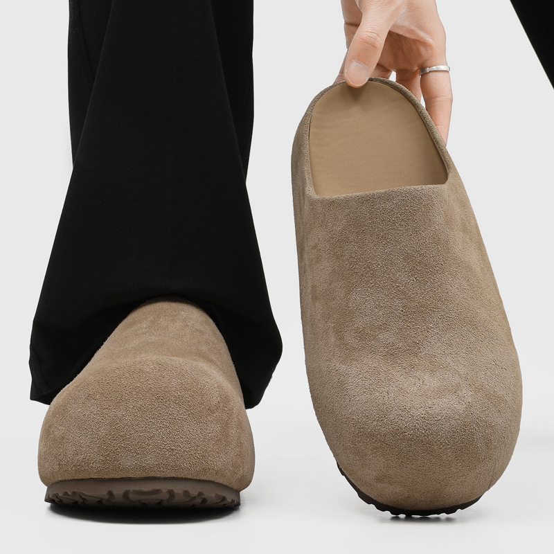 Men Half Slippers High Quality - Suede Loafers Men review and price