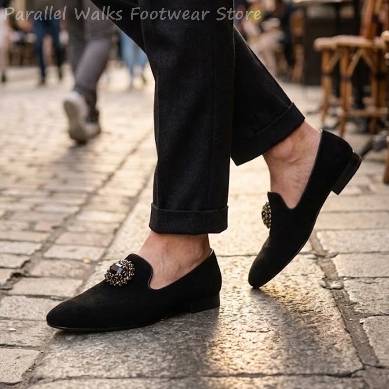 Men Suede Loafers Rhinestone C - Suede Loafers Men review and price