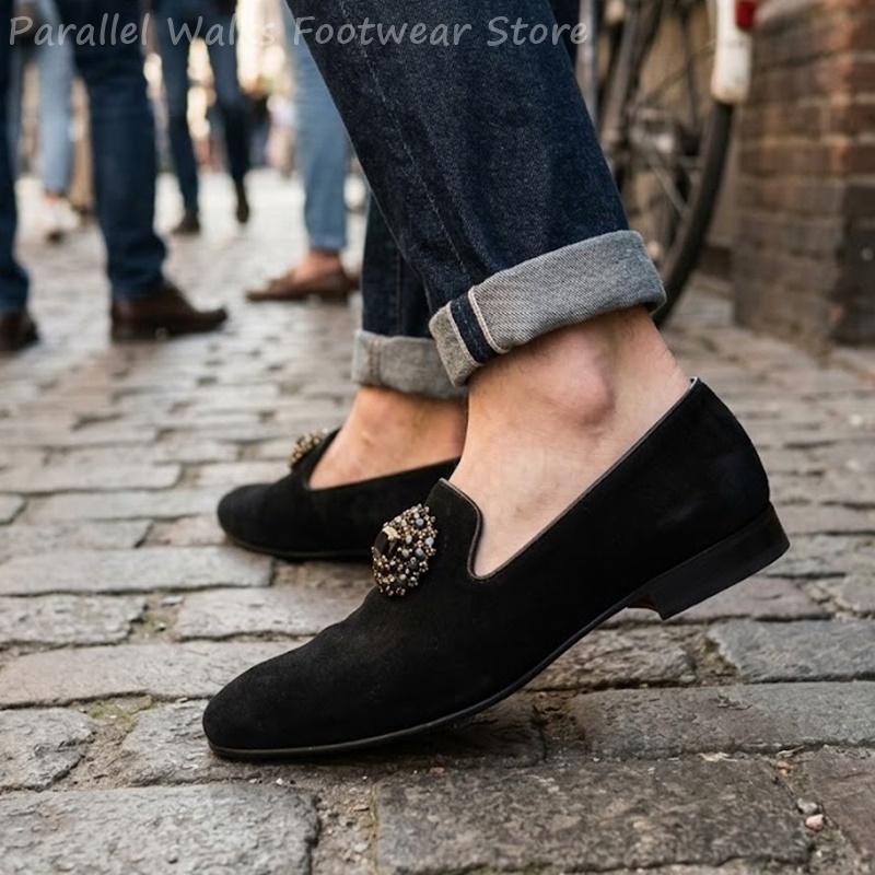 Men Suede Loafers Rhinestone C - Suede Loafers Men review and price
