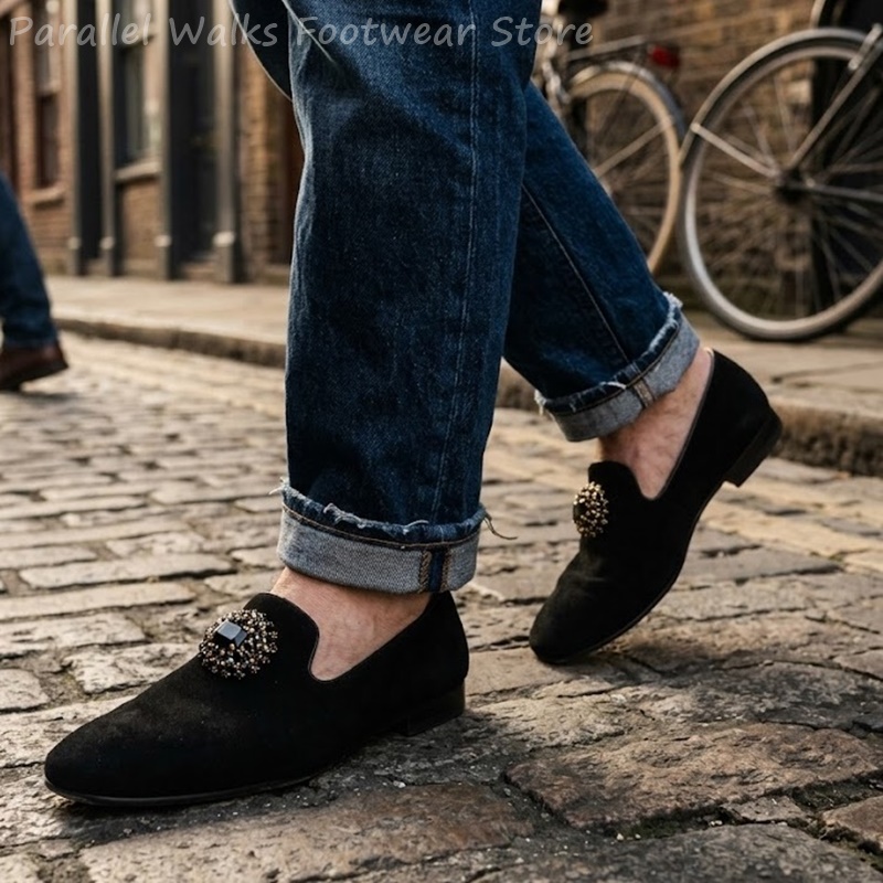 Men Suede Loafers Rhinestone C - Suede Loafers Men review and price