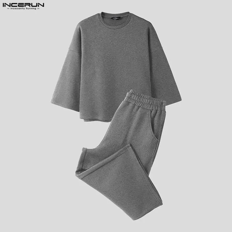 INCERUN Men Sets Solid Color B - Men'S Fashion Hoodies review and price