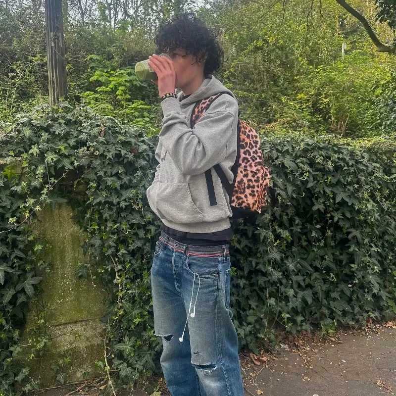 Y2K Gray Sports Hoodie Retro S - Mens Fashion Mullet review and price