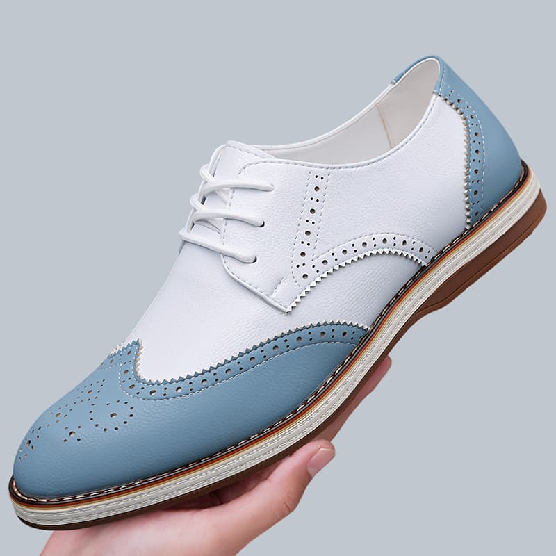 Mens White Blue Two Tone Brogu - Suede Loafers Men review and price