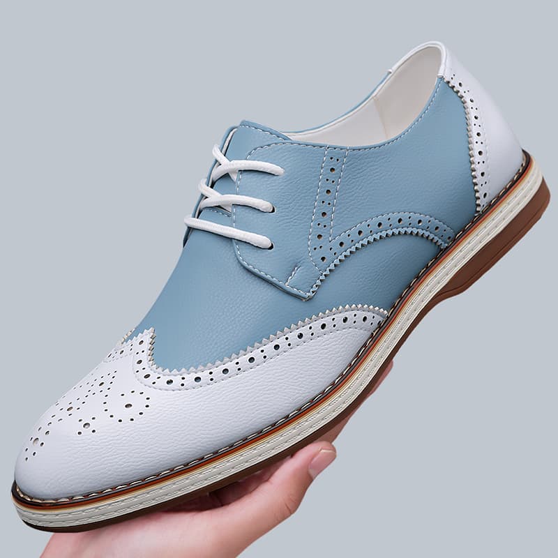 Mens White Blue Two Tone Brogu - Suede Loafers Men review and price