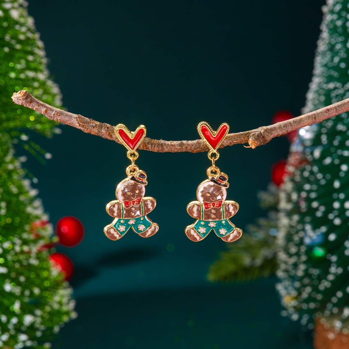 Christmas Enamel Earrings Red  - Mens Xmas Fashion review and price