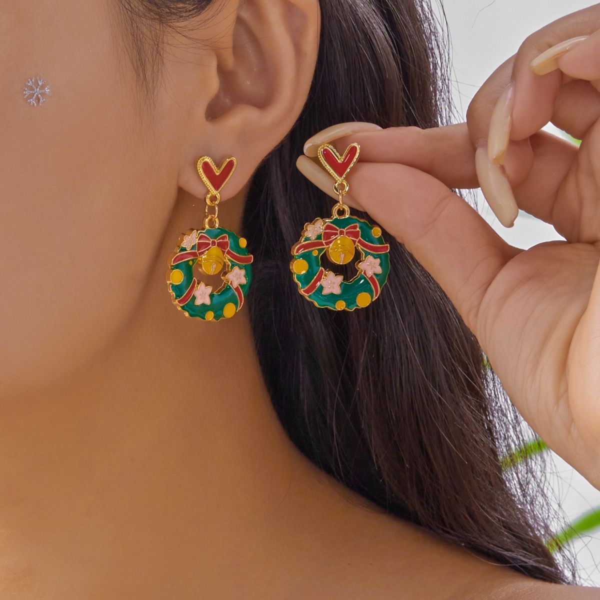 Christmas Enamel Earrings Red  - Mens Xmas Fashion review and price