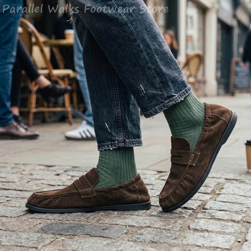 Men Soft Suede Loafers Elastic - Suede Loafers Men review and price