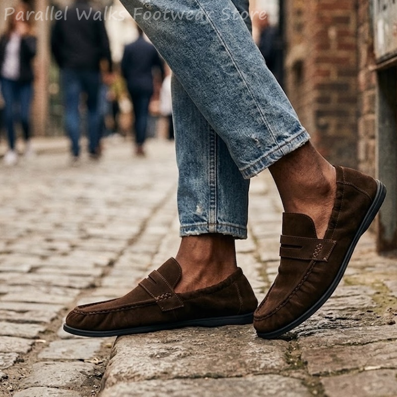 Men Soft Suede Loafers Elastic - Suede Loafers Men review and price