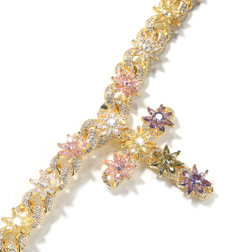 15mm Colorful Ice Flower Cross - Men'S Fashion Gold Chain review and price