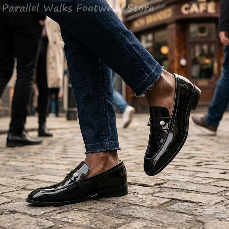 Men Black Patent Faux Suede Rh - Suede Loafers Men review and price