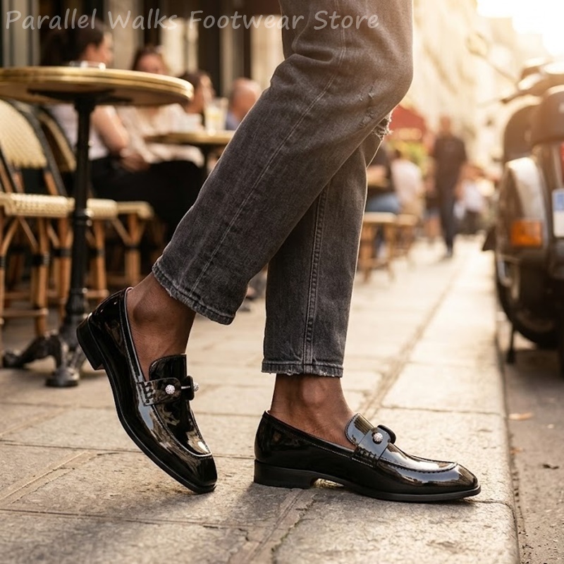 Men Black Patent Faux Suede Rh - Suede Loafers Men review and price