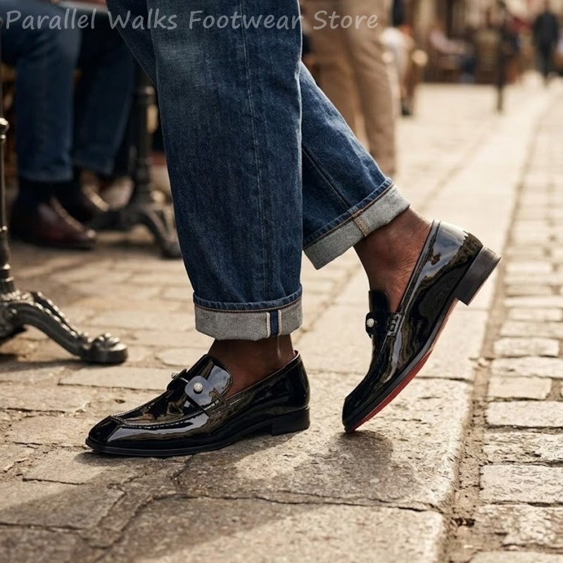 Men Black Patent Faux Suede Rh - Suede Loafers Men review and price