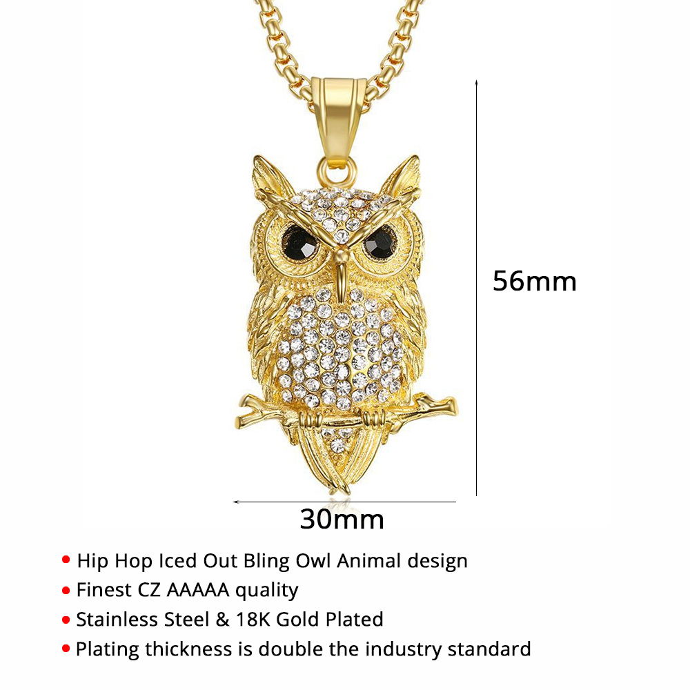 Hip Hop Iced Out Owl Pendant N - Men'S Fashion Gold Chain review and price