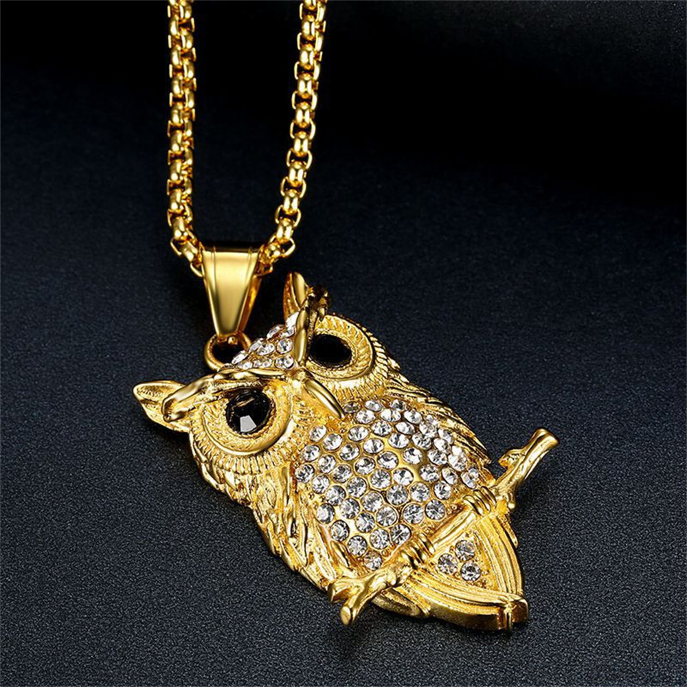 Hip Hop Iced Out Owl Pendant N - Men'S Fashion Gold Chain review and price