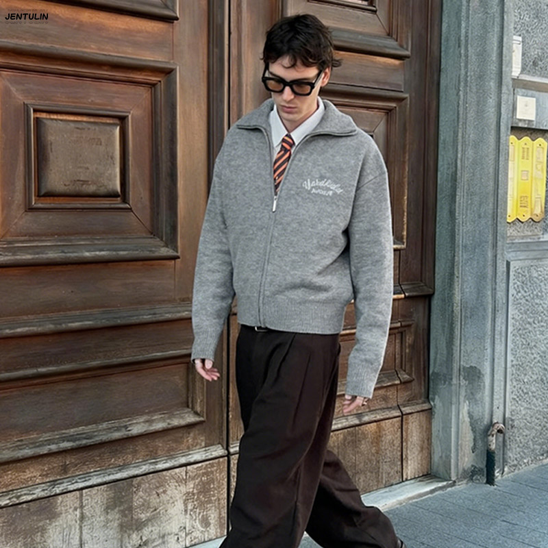 Retro Spliced ​​Zipper Knitted - Mens Fashion Mullet review and price