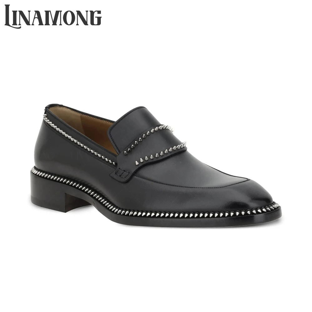 Black Spike Loafers Almond Toe - Suede Loafers Men review and price