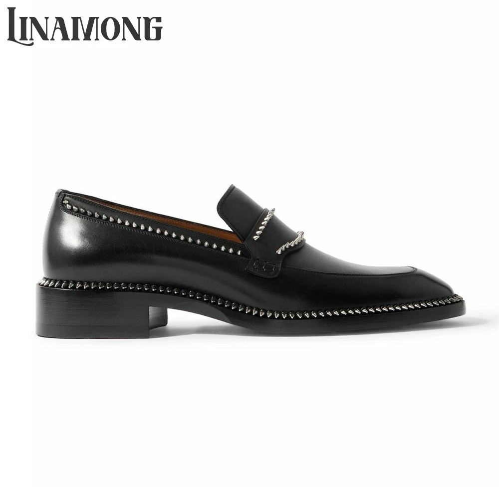 Black Spike Loafers Almond Toe - Suede Loafers Men review and price