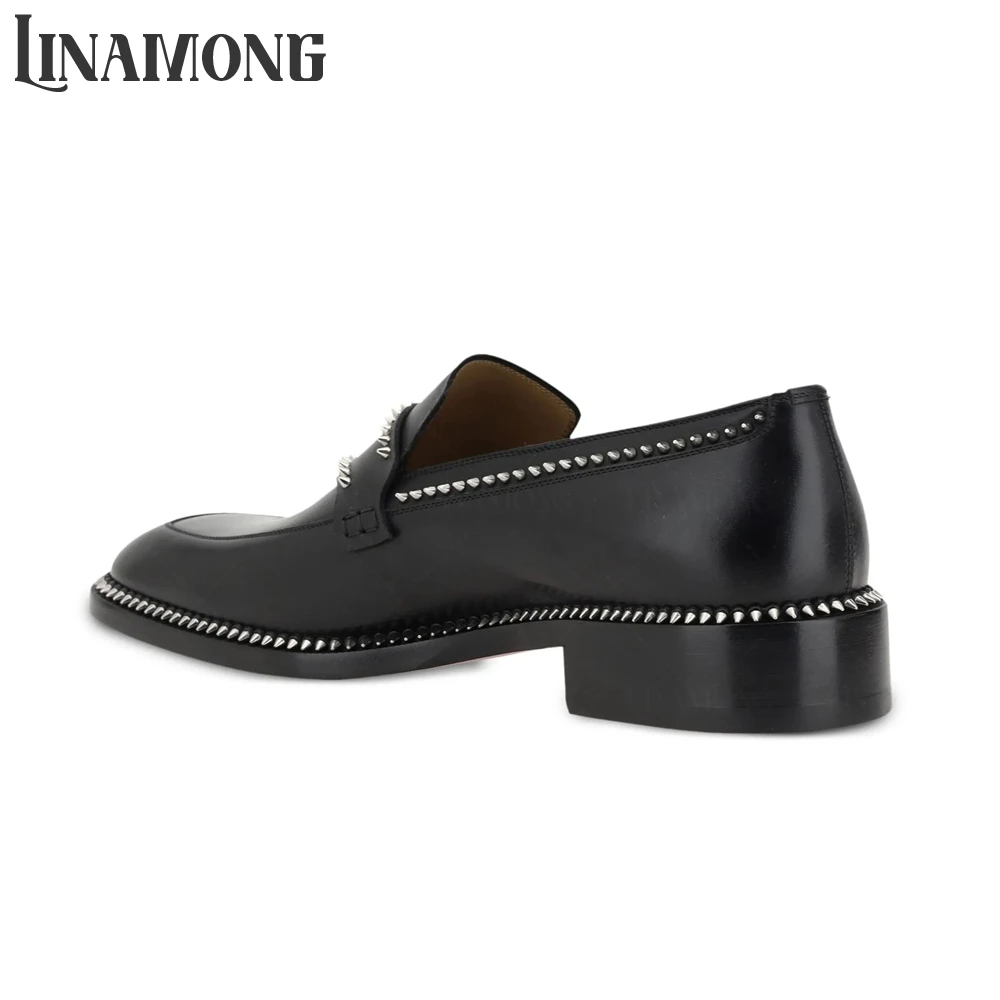 Black Spike Loafers Almond Toe - Suede Loafers Men review and price