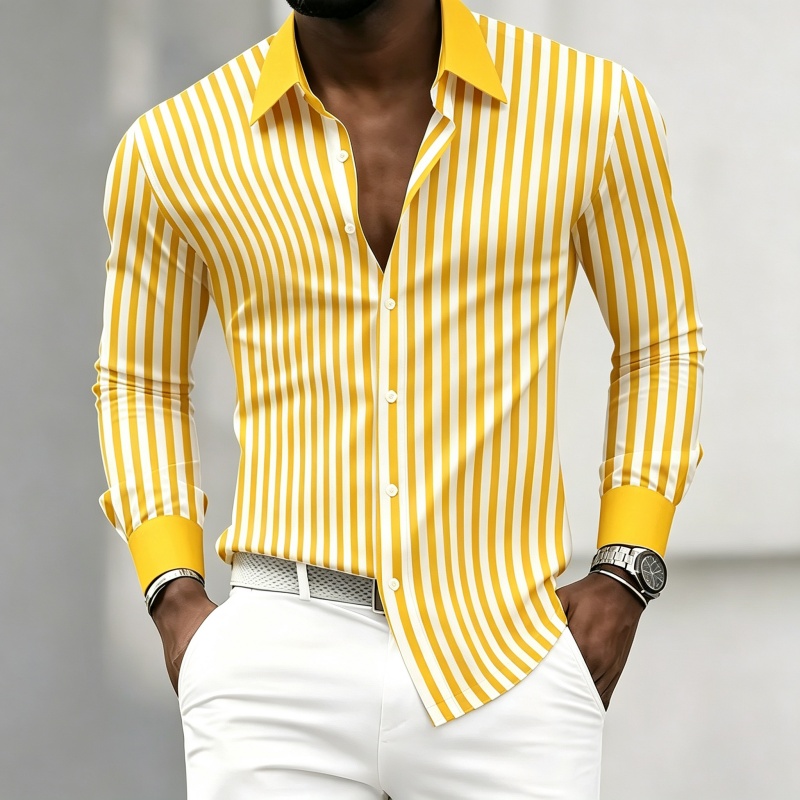 Men's long-sleeved collared sh - Fashion Mens Shirt review and price