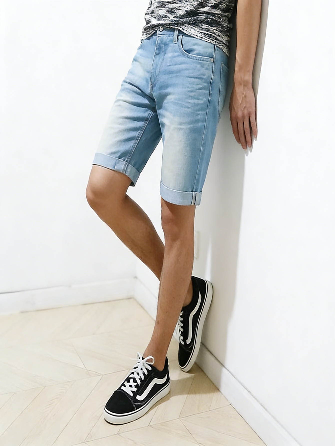 Men Skinny Fit Blue Denim Shor - Belt Mens Fashion review and price