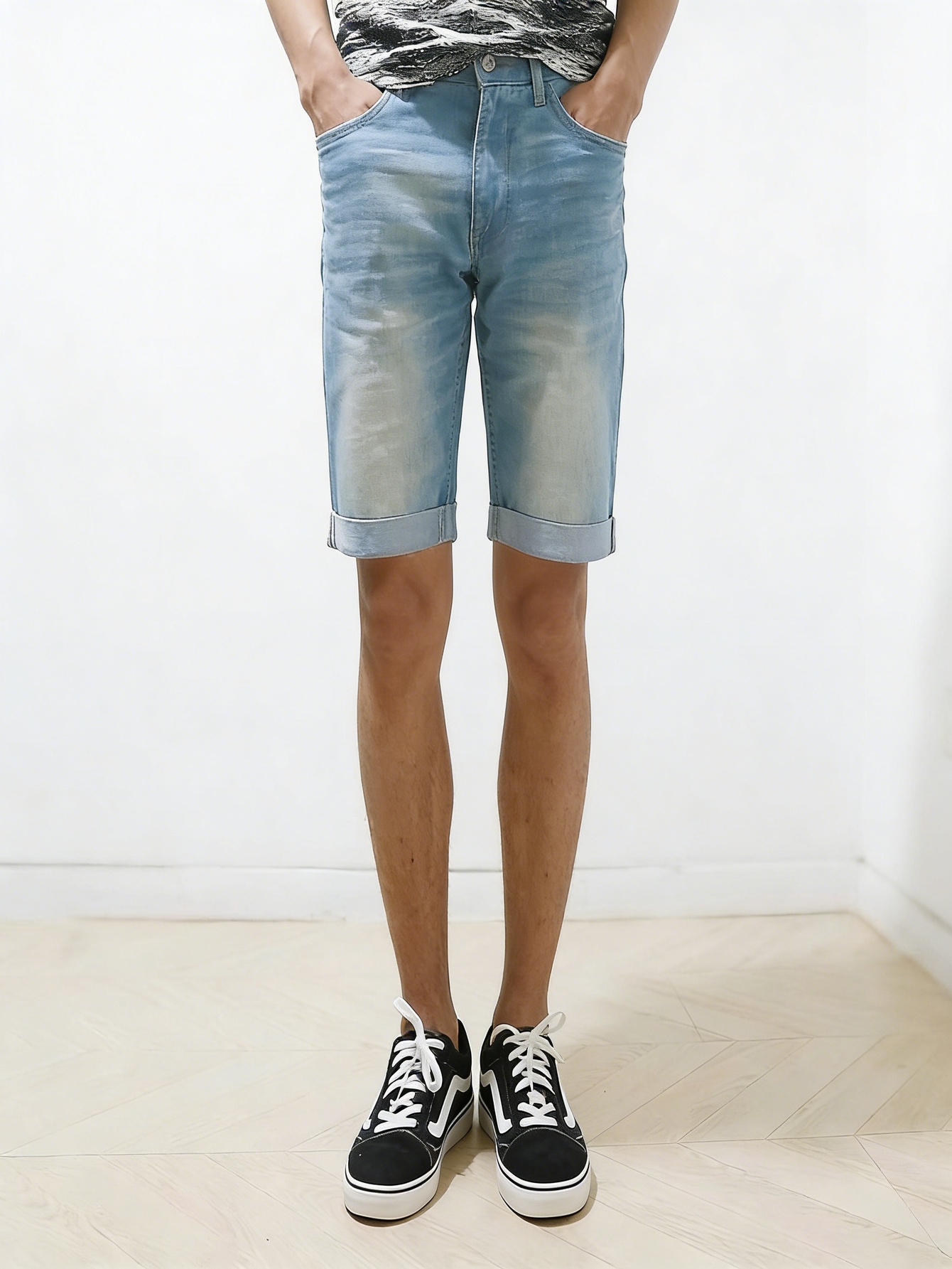 Men Skinny Fit Blue Denim Shor - Belt Mens Fashion review and price