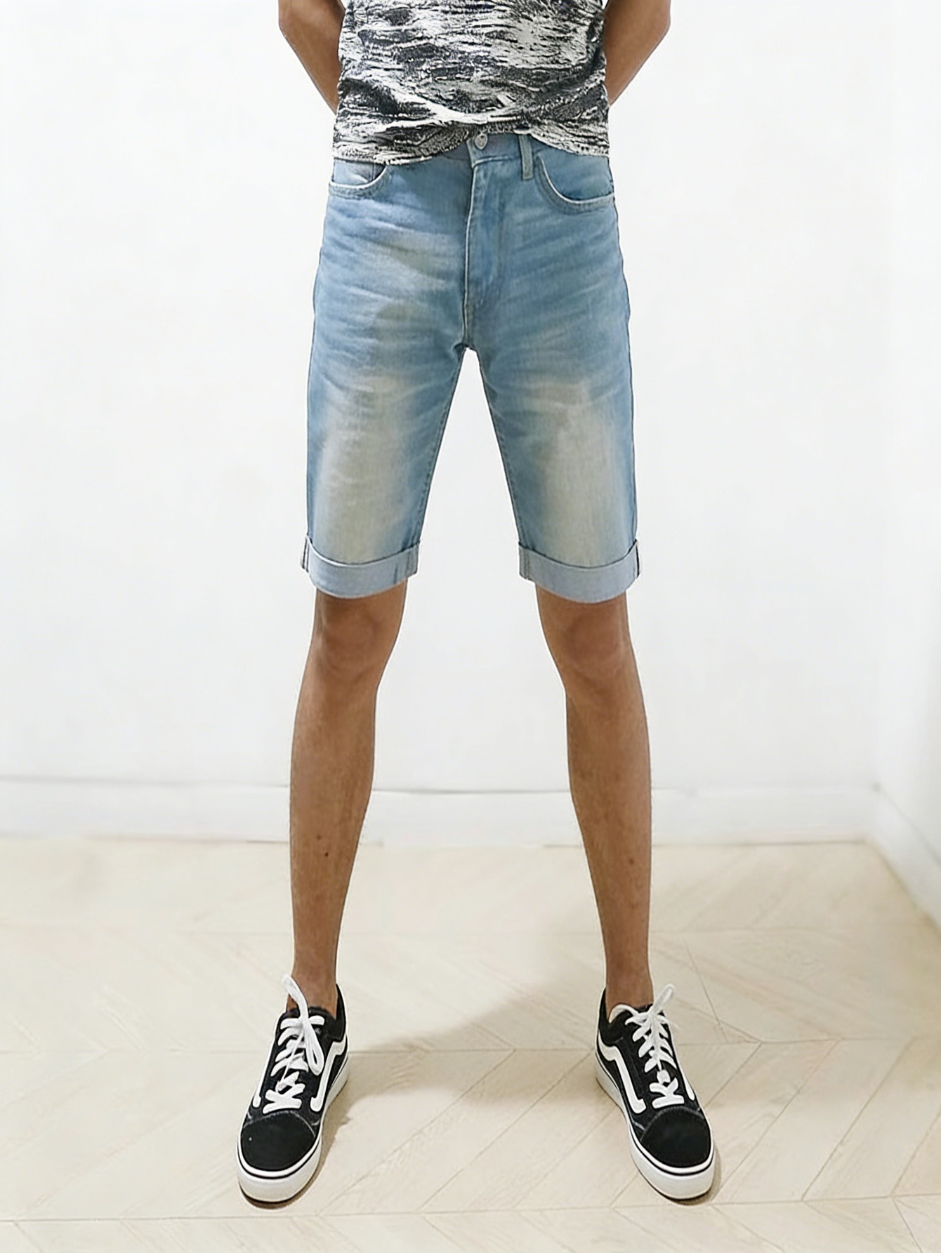 Men Skinny Fit Blue Denim Shor - Belt Mens Fashion review and price