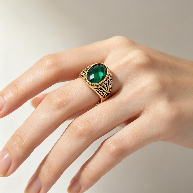 Retro Green High Quality Gemst - Men'S Fashion Lk review and price